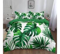 Funda Nordica Cama 80/90 Hojas de Palmera Tropical, Suave Microfibra Ropa de Cama Hojas de Palmera Reversibles Funda Edredon 135x200 cm, 1 x Funda de Almohada 50x75 cm, 3D Funda de Edredón e.7788