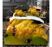 Funda Nórdica Cama 80/90 Hormigas Impresión 3D Microfibra Suave Ropa de Cama Animales Salvajes Funda Edredon 135x200 cm con Cremallera y 2 Fundas de Almohada 50x75 cm h.6590