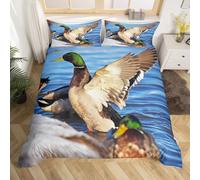 Funda Nordica Cama 80/90 Infantil ánade Real Funda Edredon 135x190 Pato 3D Fundas de Edredón Microfibra Suave Ropa de Cama de 3 Piezas con Cremallera y 2 Fundas de Almohada J-3334