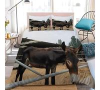 Funda Nordica Cama 80/90 Infantil Burro Funda Edredon 135x190 Granja de Campo 3D Fundas de Edredón Microfibra Suave Ropa de Cama de 3 Piezas con Cremallera y 2 Fundas de Almohada J-2102