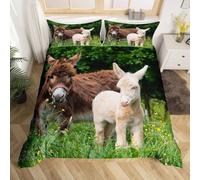 Funda Nordica Cama 80/90 Infantil Cordero Funda Edredon 135x190 Burro 3D Fundas de Edredón Microfibra Suave Ropa de Cama de 3 Piezas con Cremallera y 2 Fundas de Almohada K-240