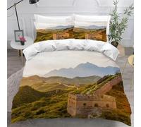 Funda Nordica Cama 80/90 La Gran Muralla 3D Ropa de Cama Microfibra Suave Arquitectura Urbana Funda de edredón 150x200 cm con Cremallera y 2 Funda de Almohada 50x75 Adecuado Juvenil C.1497