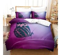 Funda Nordica Cama 80/90 Mariposa Morada, Suave Transpirable Microfibra Ropa de Cama Mariposa Morada Funda Edredon 135x200 cm, 1 x Funda de Almohada 50x75 cm, 3D Funda de Edredón e.7788