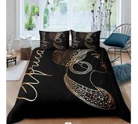 Funda Nordica Cama 80/90 Negra Fundas de Edredon 135x200 Estampado 3D Mujer Africana Funda Nórdica Microfibra áfrica Infantil Juvenil Set Ropa de Cama 2 Piezas a.2515