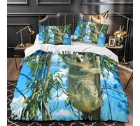 Funda Nordica Cama 80/90 Niños Perezoso 3D Ropa de Cama 135x200 Funda Nórdica 3 Piezas Animales Salvajes Funda de Edredon de Suave con Cremallera y 2 Fundas de Almohada E.1820