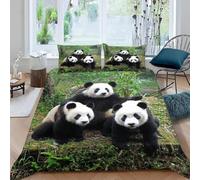 Funda Nordica Cama 80/90 Pandas Funda Edredon Microfibra Ropa de Cama Animales Adorables Fundas Nórdicas 135x200 cm con 2 Fundas de Almohada 50x75 cm con Cremallera I.2090
