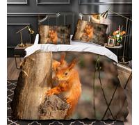Funda Nordica Cama 80/90 Patrones de Ardillas 3D Ropa de Cama Microfibra Suave Animales Salvajes Funda de edredón 135x200 cm con Cremallera y 2 Funda de Almohada 50x75 Adecuado Juvenil H.368