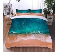 Funda Nordica Cama 80/90 Playa Tropical 3D Ropa de Cama Microfibra Suave Olas Funda de edredón 135x200 cm con Cremallera y 2 Funda de Almohada 50x75 M.1765