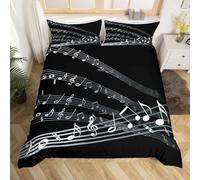 Funda Nordica Cama 80/90 Símbolos Musicales Funda Nórdica Edredon Pentagrama de Sinfonía Fundas Nórdicas 135x200 Microfibra Suave Ropa de Cama con Cremallera y 2 Fundas de Almohada O.750