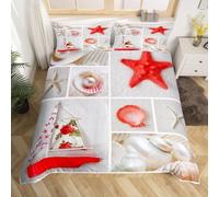 Funda Nórdica Cama 80/90 Velero con Estrella de Mar Microfibra Suave Ropa de Cama 3 Piezas Fundas Nordicas 3D Tema de Delfines Funda Edredon 135x200 cm y 2 Fundas de Almohada 50x75 cm g.2408