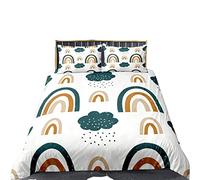 Funda Nordica Cama 90/105/135/150 Infantil Juveniles Chico Arcoíris Flor Corazón Sol Microfibra Cremallera Juego De Cama Funda De Edredón Ropa De Cama 3 Piezas (Blanca C,Cama 80/90 (180 x 210 cm))