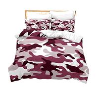 Funda Nordica Cama 90/105/135/150 Infantil Juveniles Chico Camuflaje Verde Azul Rosado Microfibra Cremallera Juego De Cama Funda De Edredón Ropa De Cama 3 Piezas (Rosado,Cama 135/150 (220 x 240cm))