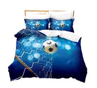 Funda Nordica Cama 90/105/135/150 Juvenil Niños Fútbol Disparo Objetivo Microfibra Fundas Edredón Nórdico con Funda de Almohada Ropa De Cama 3D 2/3 Piezas Juego De Cama (Azul,Cama 135/150 220x240 cm)