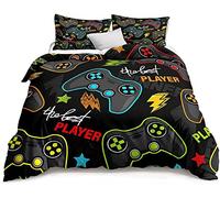 Funda Nordica Cama 90/105/135/150 Juvenil Niños Game Player Gamepad Decoración Lmpresión Microfibra Funda de Almohada 3D 2/3 Piezas Juego De Cama (Cama 80/90-155 x 220 cm)
