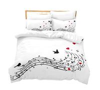 Funda Nordica Cama 90/105/135/150 Juvenil Niños Niñas Clásico Música Nota Rockero Guitarra Microfibra Funda de Almohada Ropa De Cama 3D 2/3 Piezas Juego De Cama (Blanco C,Cama 90 cm 180x200 cm)