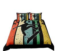 Funda Nordica Cama 90/105/135/150 Juveniles Chico Patineta Patinar Microfibra Cremallera Juego De Cama Funda De Edredón Ropa De Cama 3 Piezas Para Niños y Niñas (Negro,Cama 80/90 (180 x 210 cm))