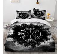 Funda Nordica Cama 90/105 Juvenil,Fundas para Edredón Vikingos 135X200 con Cremallera,con Funda De Almohada,3D Microfibra Juego De Ropa De Cama para Niños Patrón Mitología Nórdica Runas,A23