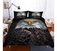 Funda Nordica Cama 90 águila Calva 3D Ropa de Cama Vida Silvestre Suave Microfibra Funda Nórdica 135x200 cm con Cremallera y 2 Funda De Almohada 50x75 cm J.1177