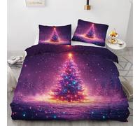 Funda Nórdica Cama 90 Albero Di Natale Funda Edredon 150x200 Microfibra Suave, Ropa de Cama Vacaciones 3 Piezas - Funda Nordica Albero Di Natale y 2 Funda de Almohada 50x80 con Cremallera
