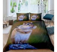 Funda Nórdica Cama 90 Ardilla Impresión 3D Microfibra Suave Ropa de Cama Animales Salvajes Funda Edredon 150x200 cm con Cremallera y 2 Fundas de Almohada 50x75 cm i.5829