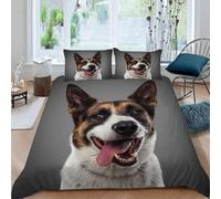 Funda Nordica Cama 90 Border Collie Funda de Edredón 135x200 cm 3D Perro Pastor Ropa de Cama 3 Piezas de Microfibra Hipoalergénica y 2 Fundas de Almohada 50x75cm, t2542