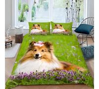Funda Nórdica Cama 90 Border Collie Microfibra Suave Ropa de Cama 3 Piezas Fundas Nordicas 3D Animales y Mascotas Adorables Funda Edredon 150x200 cm y 2 Fundas de Almohada 50x75 cm g.1749