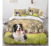 Funda Nórdica Cama 90 Border Collie Microfibra Suave Ropa de Cama 3 Piezas Fundas Nordicas 3D Animales Domésticos Adorables Funda Edredon 150x200 cm y 2 Fundas de Almohada 50x75 cm g.819