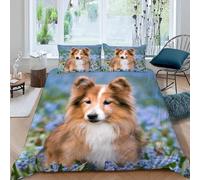 Funda Nórdica Cama 90 Border Collie Microfibra Suave Ropa de Cama 3 Piezas Fundas Nordicas 3D Animales Domésticos Adorables Funda Edredon 150x200 cm y 2 Fundas de Almohada 50x75 cm g.621