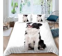 Funda Nórdica Cama 90 Border Collie Microfibra Suave Ropa de Cama 3 Piezas Fundas Nordicas 3D Animales y Mascotas Adorables Funda Edredon 150x200 cm y 2 Fundas de Almohada 50x75 cm g.1611