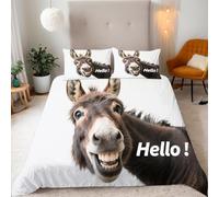 Funda Nordica Cama 90 Burro Funda Nórdica Edredon Estampados de Animales Fundas Nórdicas 150x200 Microfibra Suave Ropa de Cama con Cremallera y 2 Fundas de Almohada 50x75 E.3614