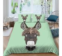 Funda Nordica Cama 90 Burro Ropa de Cama 3D Estilo Caricatura 3 Piezas Suave Transpirable Microfibra Funda Nórdica 155x220 cm y 2 Fundas de Almohada 50x75 cm C.2087