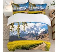 Funda Nórdica Cama 90 Campos de Colza Impresión 3D Microfibra Suave Ropa de Cama Paisajes Naturales Funda Edredon 150x200 cm con Cremallera y 2 Fundas de Almohada 50x75 cm l.552