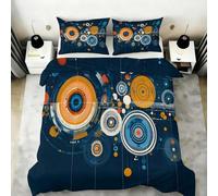 Funda Nordica Cama 90 CíRculo Funda de Edredón GeometríA Juego de Ropa de Cama Microfibra con Cremallera, Reversible Suave Funda Nórdica 135x200 cm y 2 Funda de Almohada 50x75 cm