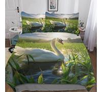 Funda Nordica Cama 90 Cisne Impresión 3D Ropa de Cama Amor Romántico Suave Microfibra Funda de Edredón 135x200 cm con Cremallera y 2 Fundas De Almohada 50x75 cm n.2125