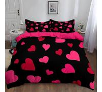 Funda Nordica Cama 90 Corazón Funda Edredon 135x200 Impresión 3D Romance Rosa Ropa de Cama Fundas de Edredón Microfibra Suave y 2 Fundas de Almohada 50x75 EF.1826