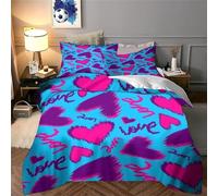 Funda Nordica Cama 90 Corazón Fundas Nordicas Hip Hop Ropa de Cama de Microfibra Hipoalergénica Funda Edredon 150x220 cm y 2 Fundas de Almohada 80x80cm con Cremallera EE1746