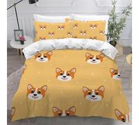 Funda Nórdica Cama 90 Corgis de Dibujos Animados Microfibra Suave Ropa de Cama 3 Piezas Fundas Nordicas 3D Niños y Niñas Funda Edredon 150x200 cm y 2 Fundas de Almohada 50x75 cm g.2763