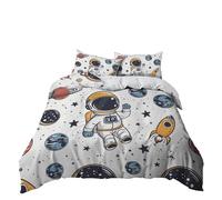 Funda Nordica Cama 90 de 3 Piezas del Planeta Astronauta Juego de Funda Nordica 150x200 cm Suave Transpirable y 2 x Fundas de Almohada para Ropa de Cama Infantil Niño Chico Niña