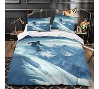 Funda Nordica Cama 90 Deportes de Esquí 3D Impresión Funda de Edredón Paisajes Invernales Nevados Microfibra Suave Transpirable Funda Nórdica 135x200 cm con 2 Fundas de Almohada 50x75cm f.362