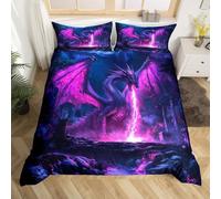 Funda Nordica Cama 90 DragóN Juego de Cama Microfibra Suave Dinosaurios Funda Edredon 135x190 cm para Home Decoracion y 2 Funda de Almohada 50x75 cm con Cremallera