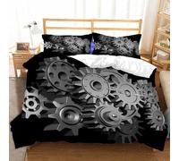 Funda Nordica Cama 90 Engranaje 3D Fundas Nordicas Steampunk 3pcs Ropa de Cama Microfibra Suave Funda Nórdica 135x200 y 2 Funda de Almohada 50x80 cm