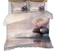 Funda Nordica Cama 90 Flor de Piedra, Suave Transpirable Microfibra Ropa de Cama Loto Reversible Funda Edredon 150x220 cm, 2 x Funda de Almohada 50x75 cm, 3D Funda de Edredón r.8041