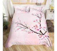 Funda Nordica Cama 90 Flores de Cerezo Impresión 3D Ropa de Cama Romance Primaveral Suave Microfibra Funda de Edredón 150x200 cm con Cremallera y 2 Fundas De Almohada 50x75 cm n.1742