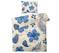 Funda Nordica Cama 90 Flores Selva Tropical, Funda Edredon 150x200 y 2 Fundas de Almohada 50x75, Juego de Ropa de Cama de 3 Piezas Microfibra Suave con Cremallera K13