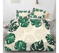 Funda Nórdica Cama 90 Foglia Di Felce Funda Edredon 150x200 Microfibra Suave, Ropa de Cama Verde 3 Piezas - Funda Nordica Foglia Di Felce y 2 Funda de Almohada 50x80 con Cremallera