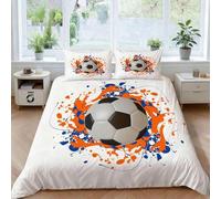 Funda Nordica Cama 90 Fútbol Americano Salpicado de Tinta Funda Edredon Microfibra Suave 3D Juego de Ropa de Cama Tema Deportivo Funda Nordica 135x200 y 2 Fundas de Almohada 50x75 cm F-1044