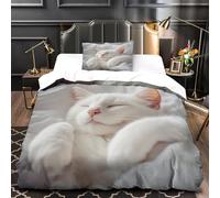 Funda Nordica Cama 90 Gatos Adorables Impresión 3D Ropa de Cama Mascotas Animales Suave Microfibra Funda de Edredón 150x200 con Cremallera y 2 Fundas De Almohada 50x75 x.572