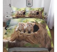 Funda Nordica Cama 90 Gatos Funda edredon Mascotas Adorables 3D Funda Nórdica 155x200 Funda Nordica de Microfibra Suave con Cremallera + 2 Fundas de Almohada 50x75cm c.3063