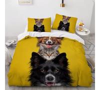 Funda Nórdica Cama 90 Gatos y Perros Microfibra Suave Ropa de Cama 3 Piezas Fundas Nordicas 3D Animales y Mascotas AdorablesFunda Edredon 150x200 cm y 2 Fundas de Almohada 50x75 cm h.2451