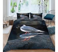 Funda Nordica Cama 90 Gaviota de Pico Rojo Ropa de Cama 3D Rocas 3 Piezas Suave Transpirable Microfibra Funda Nórdica 135x200 cm y 2 Fundas de Almohada 50x75 cm J-149